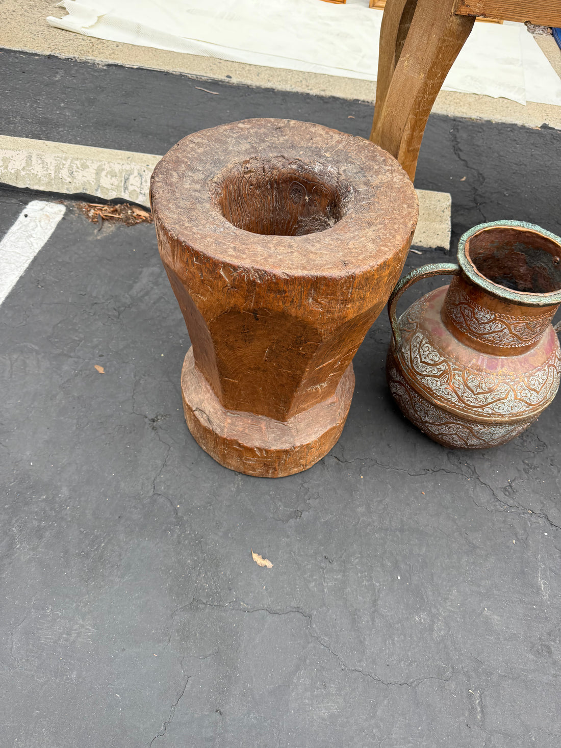 Carved Wood Stump Mortar
