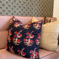 Navy Floral Block Print Pillow