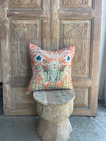 African Monkey Textile Pillow