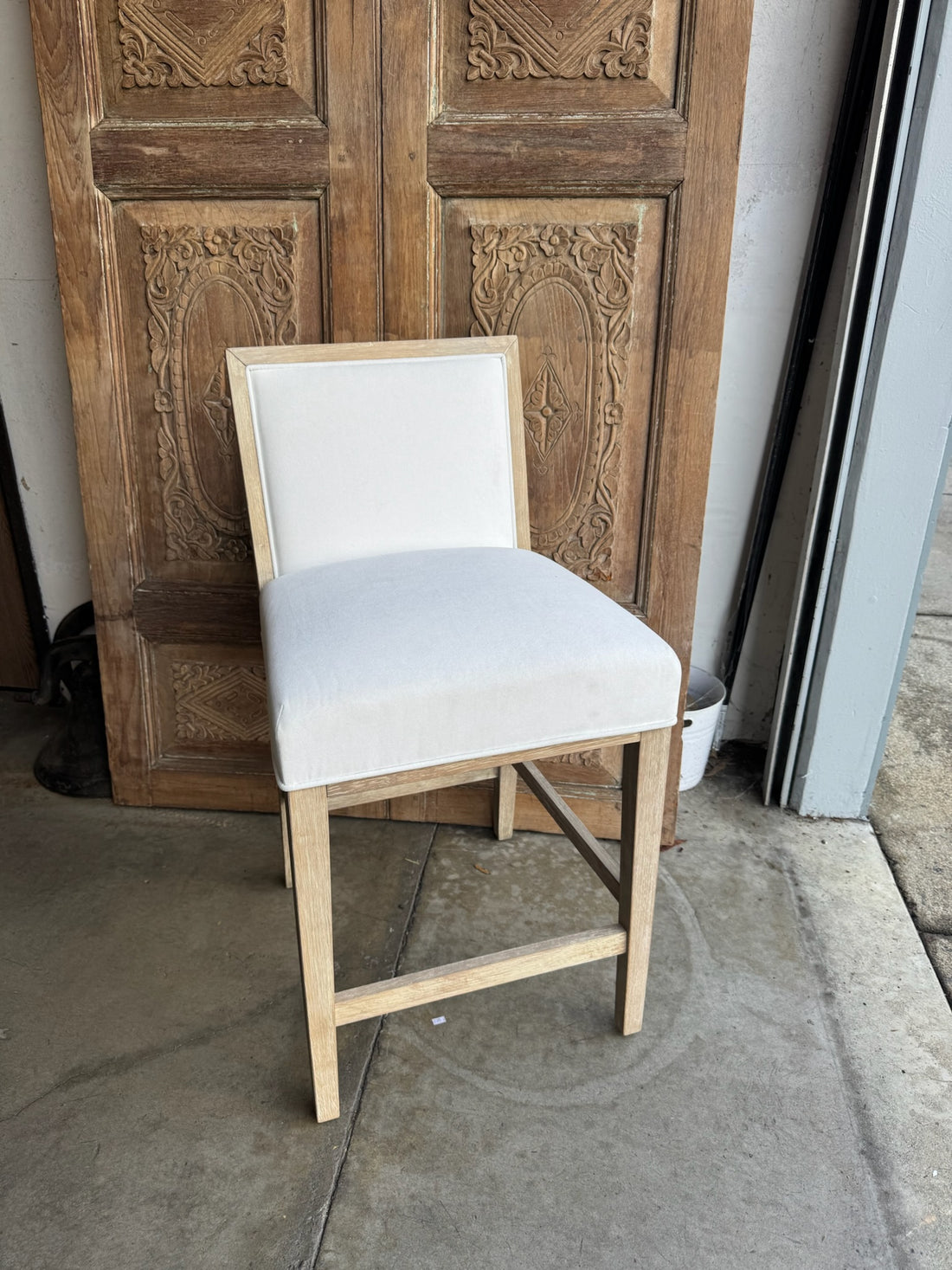 Upholstered & Wood Frame Counter Stools - Set of 2