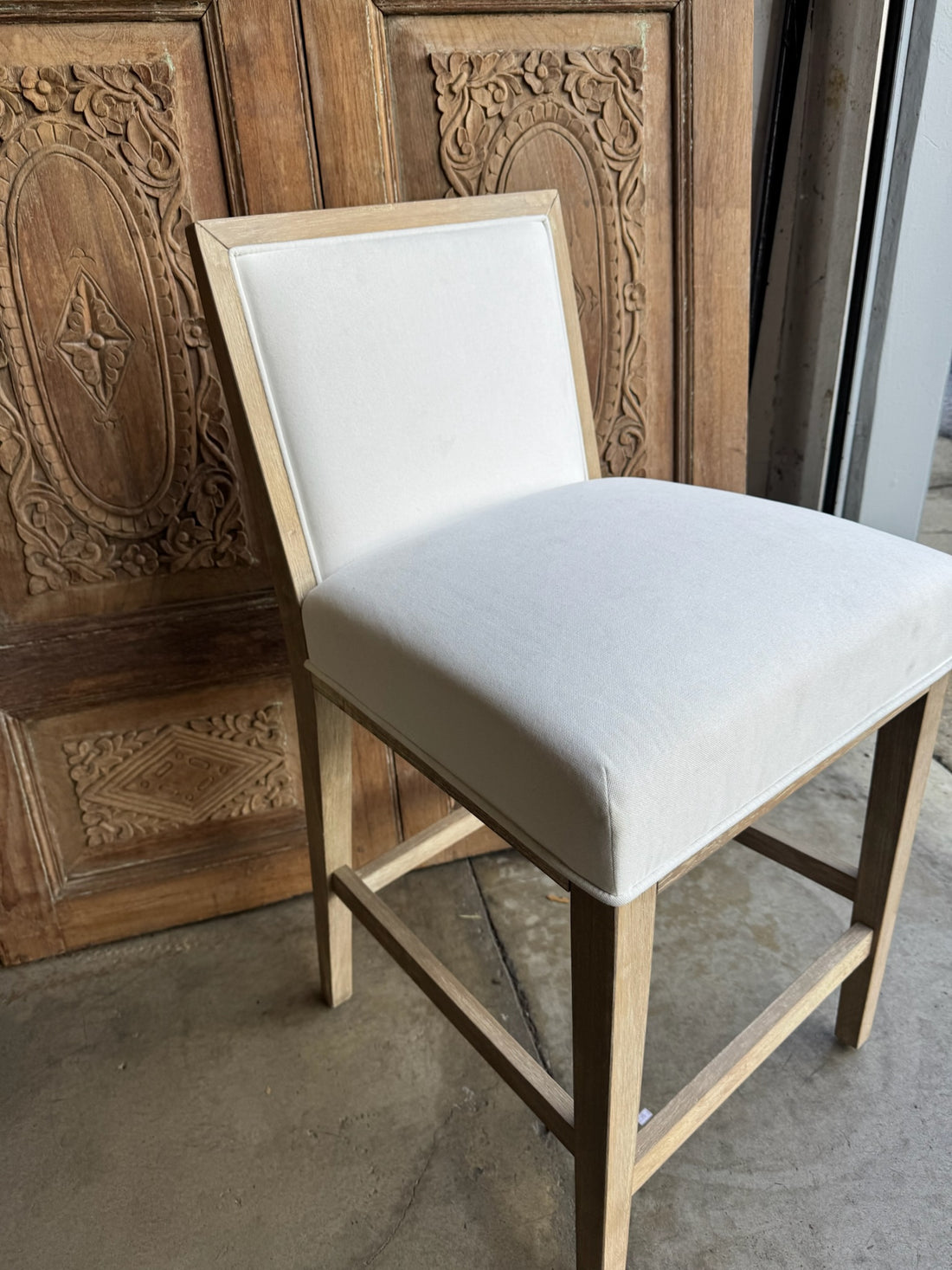 Upholstered & Wood Frame Counter Stools - Set of 2