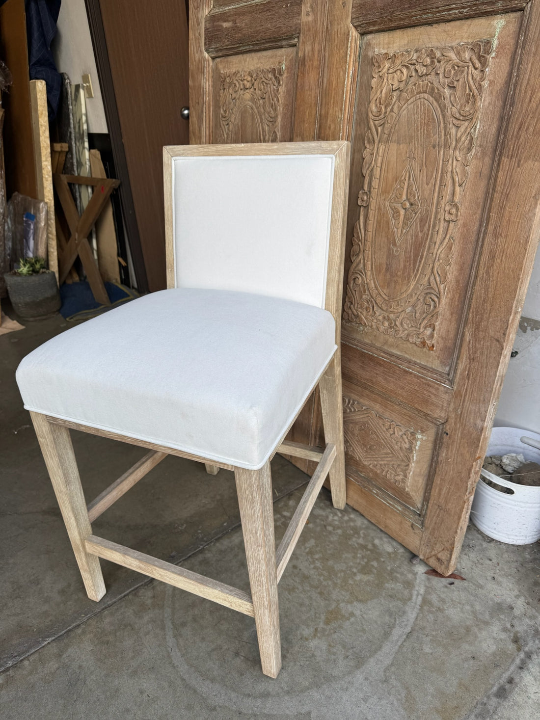 Upholstered & Wood Frame Counter Stools - Set of 2