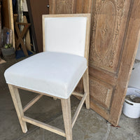 Upholstered & Wood Frame Counter Stools - Set of 2