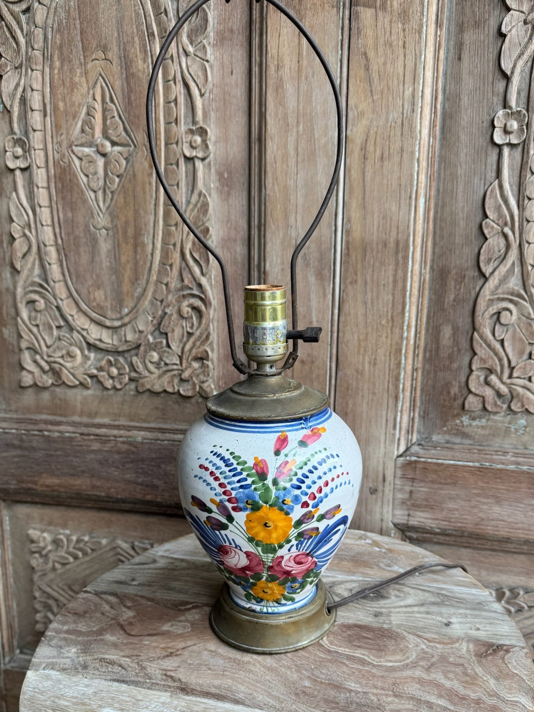Vintage Hand Painted Vase Lamp