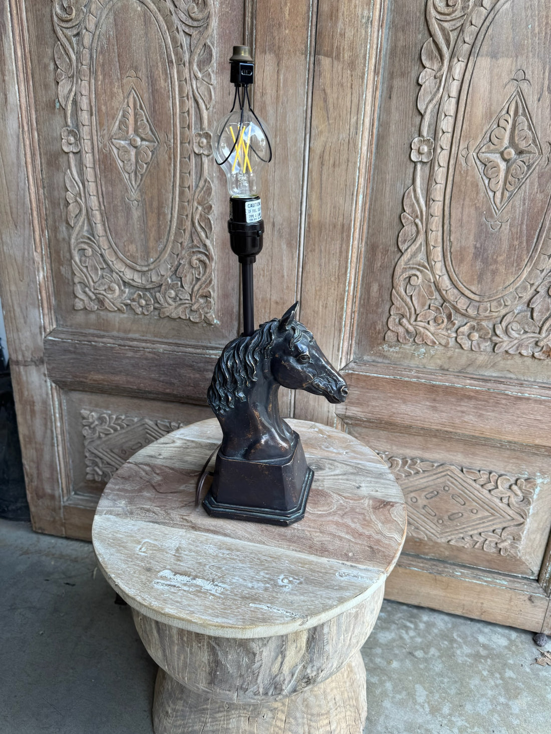 Vintage Bronze Stallion Lamp