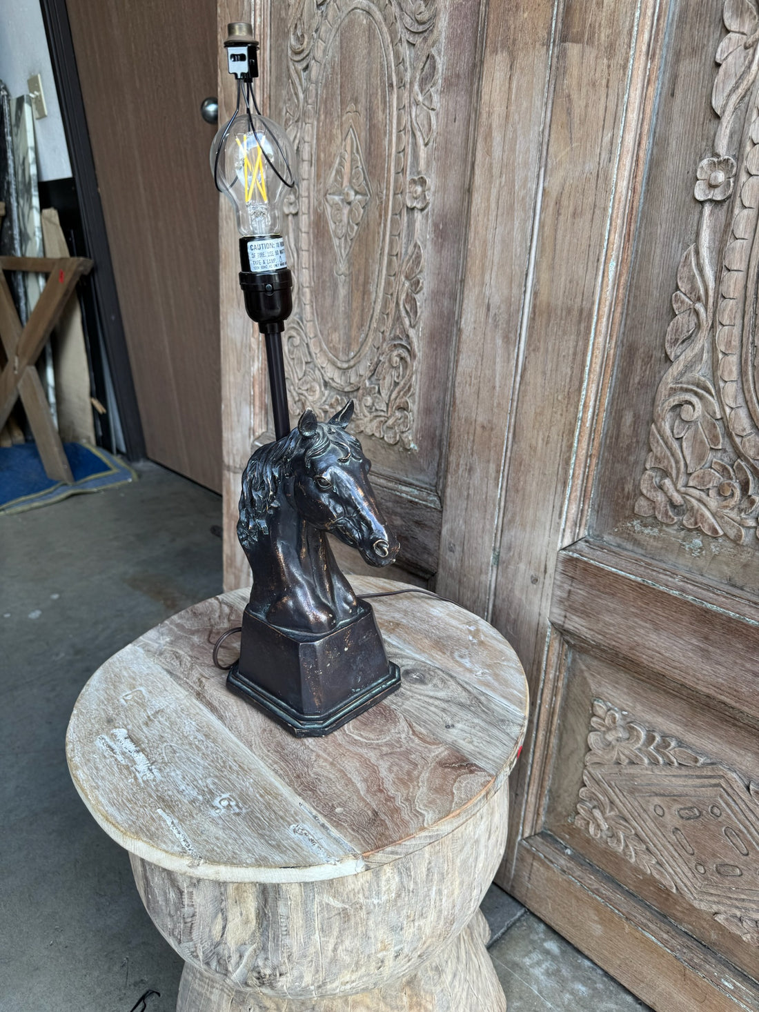 Vintage Bronze Stallion Lamp