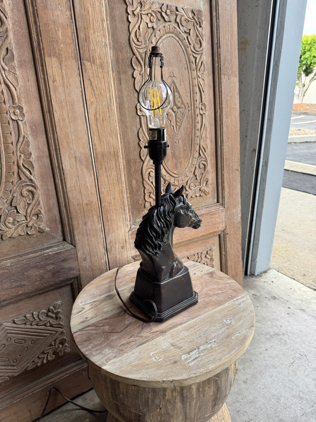 Vintage Bronze Stallion Lamp