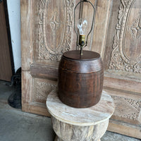 Vintage Wood Barrel Lamp