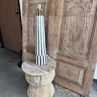 Porcelain Black and Cream Striped Lamp