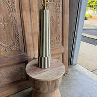 Porcelain Black and Cream Striped Lamp