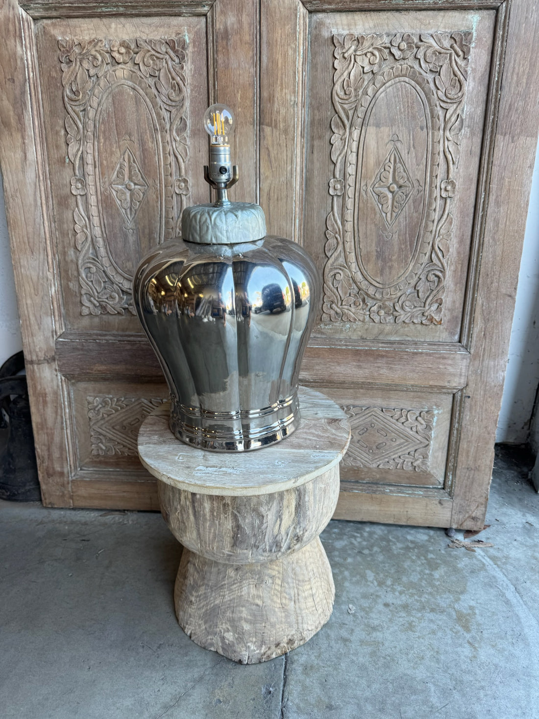 Midcentury Silver Table Lamp