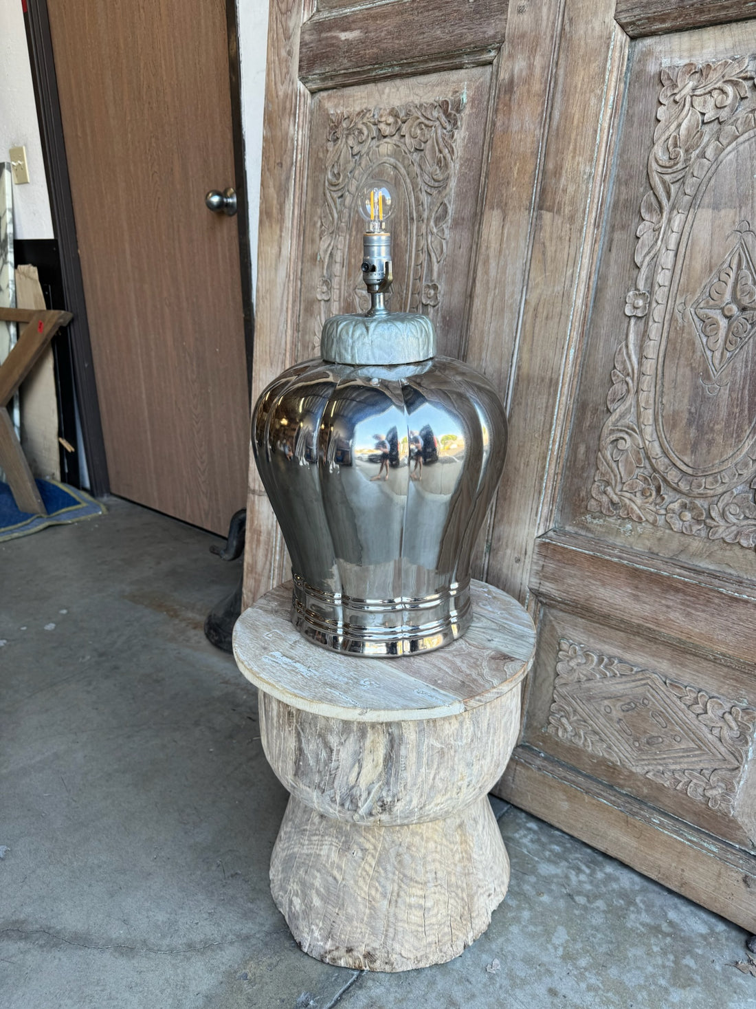 Midcentury Silver Table Lamp