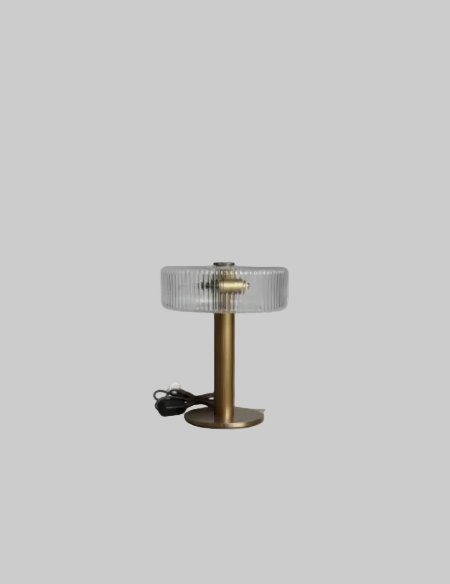 Ribbed Faceted Glass Shade with Antique Brass Finish