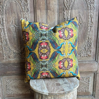 Block Print Peacock Pillow
