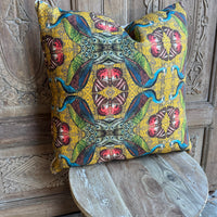 Block Print Peacock Pillow