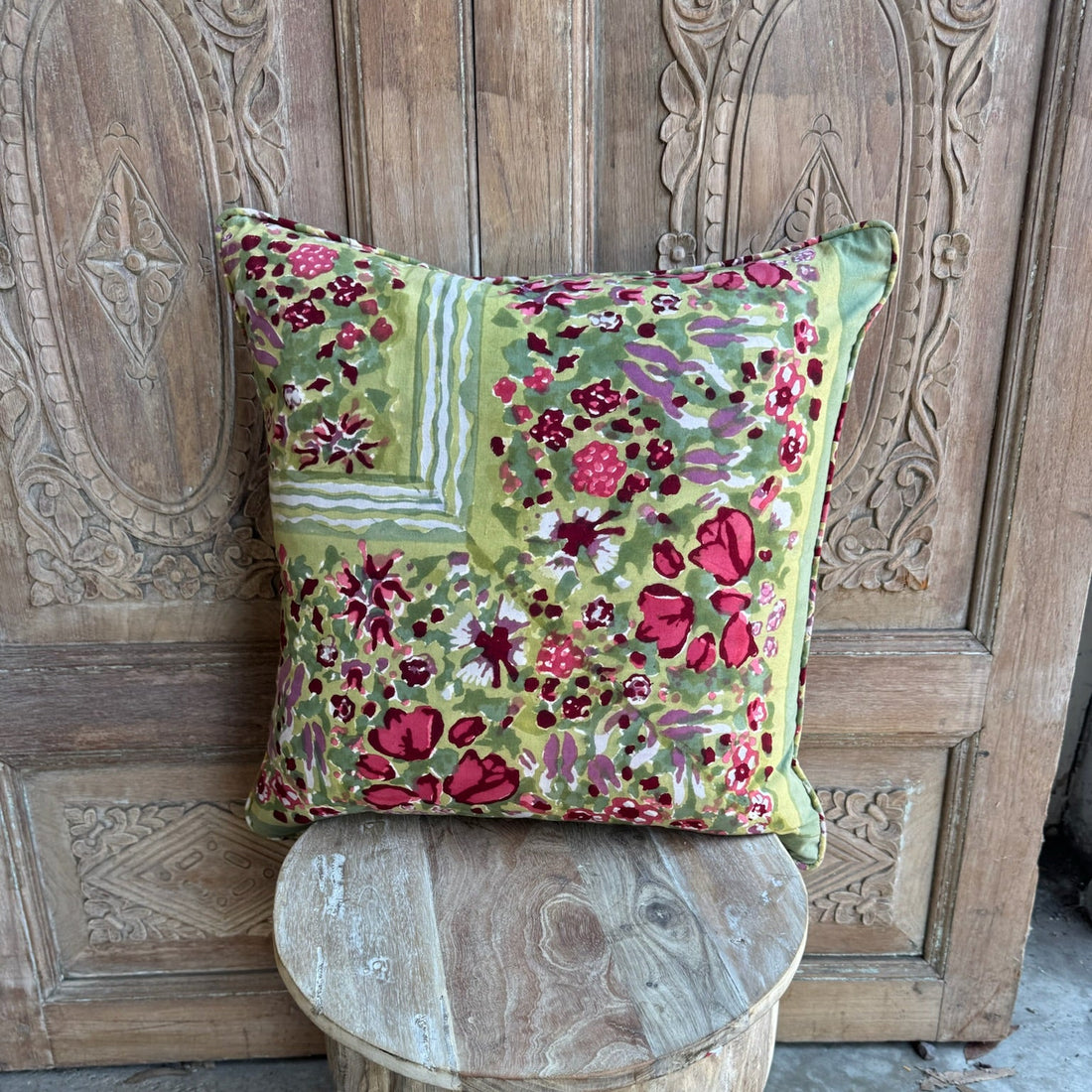 Bright Painted Flower Pillow - Set of 3