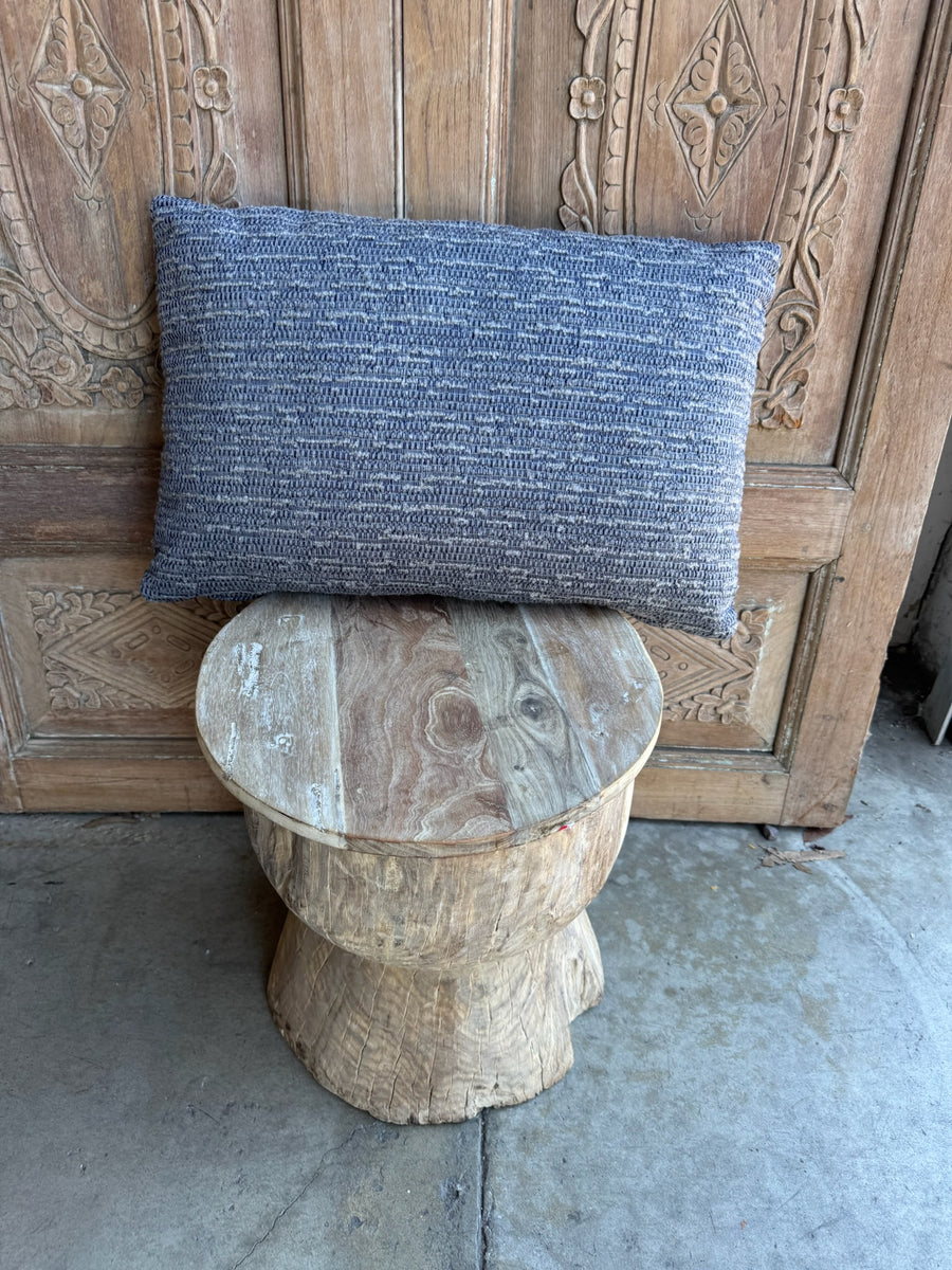 Woven Textured Blue Lumbar Pillow - Pair