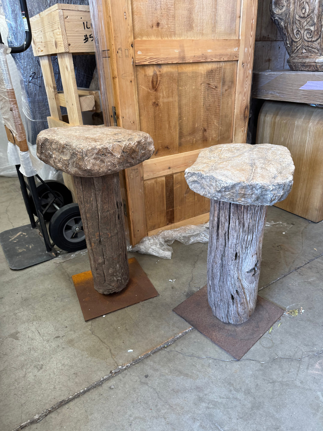 Stone and Wood Pedastals