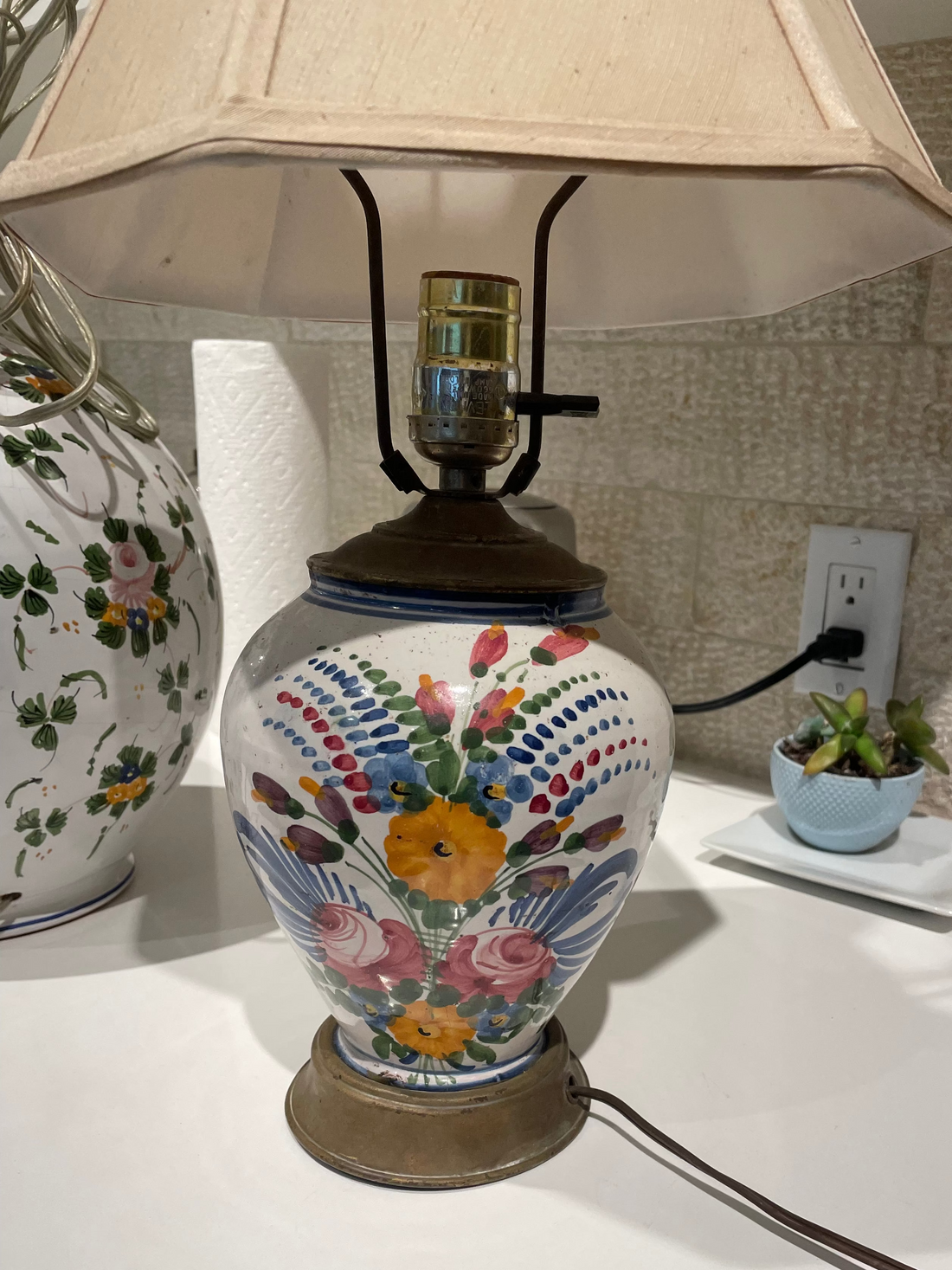 Vintage Hand Painted Vase Lamp