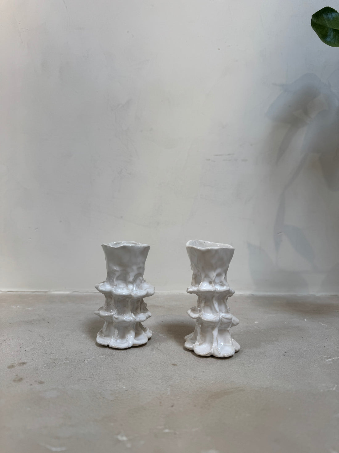 (Set of Two) Porcelain Ceramic Candle Stick Holders