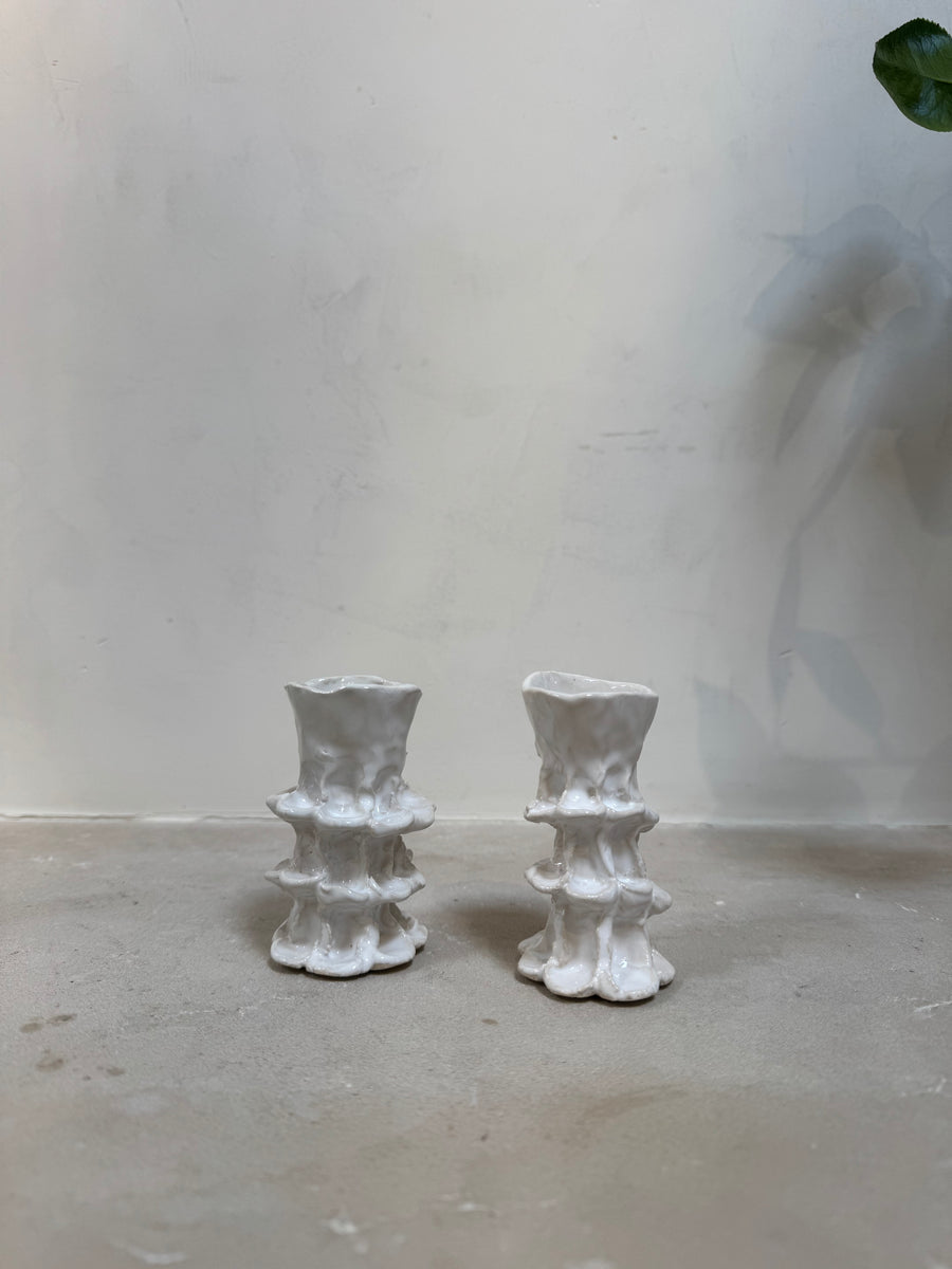 (Set of Two) Porcelain Ceramic Candle Stick Holders