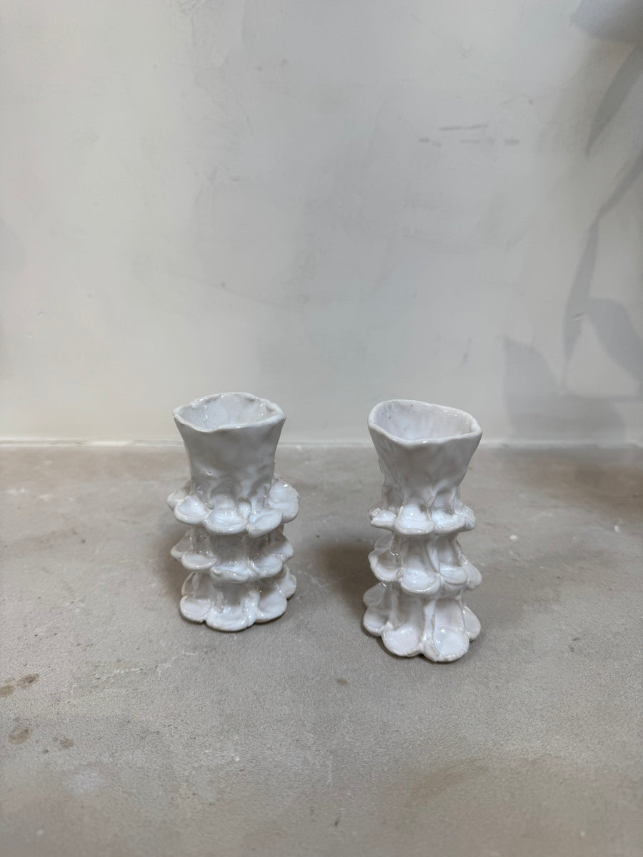 (Set of Two) Porcelain Ceramic Candle Stick Holders