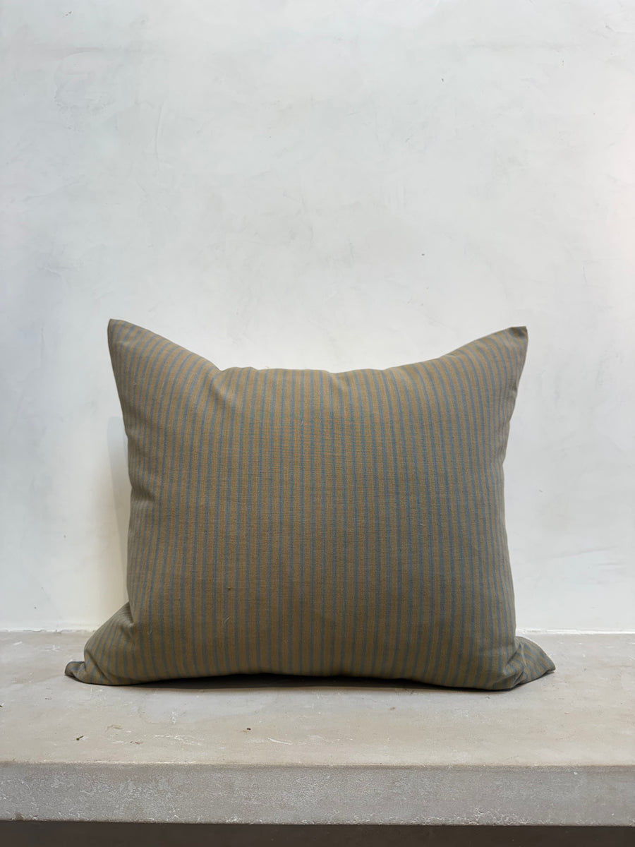 Handmade Blue & Yellow Striped Pillow