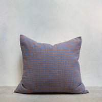 Handmade Blue and Orange Check Pillow