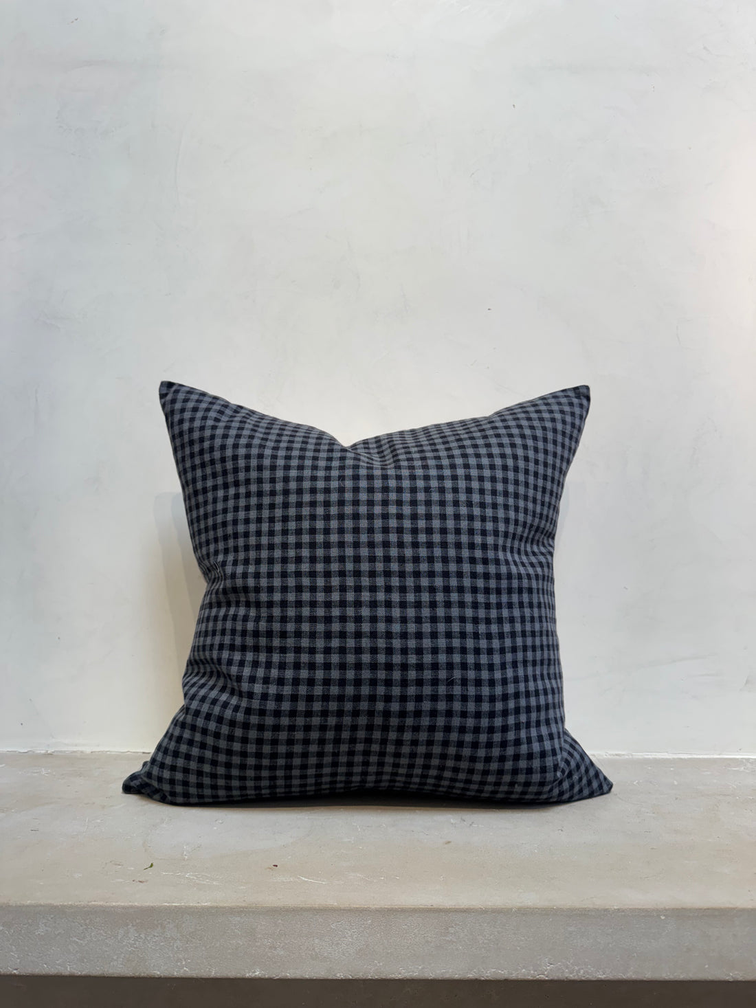 Handmade Black & Blue Check Pillow