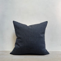 Handmade Black & Blue Check Pillow