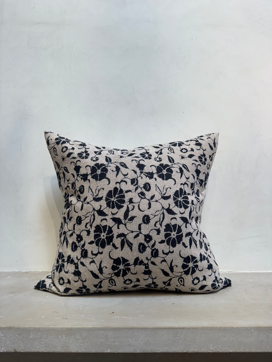 1. Handmade Block Print Floral Pillow