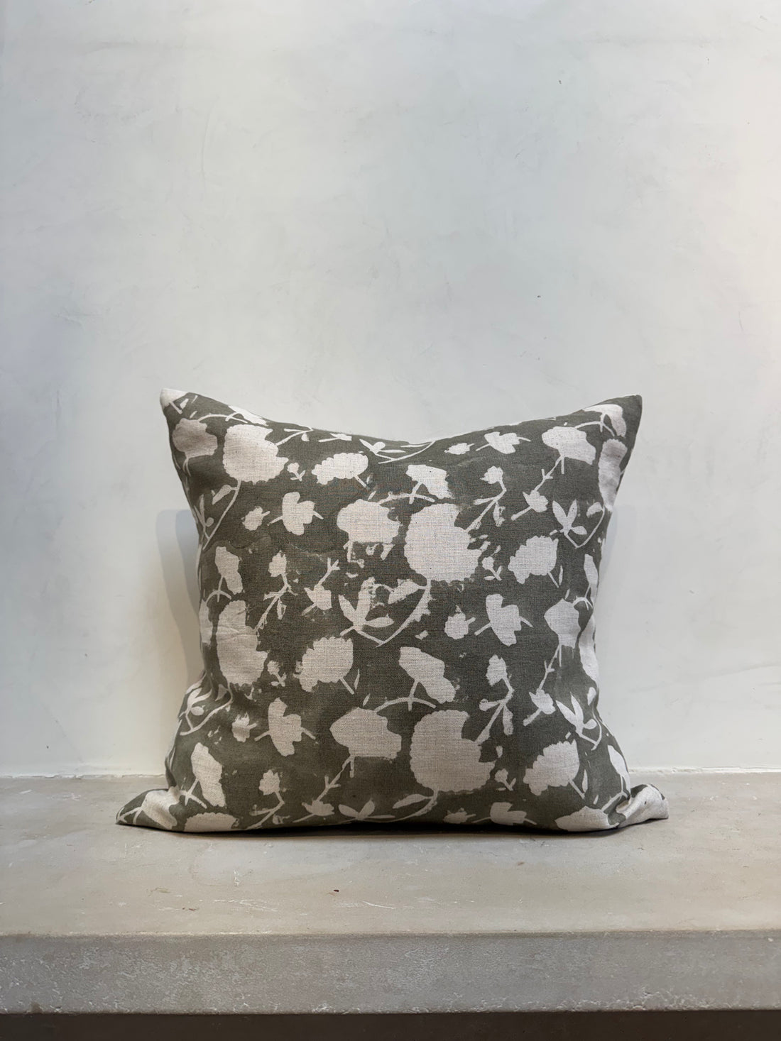 2. Handmade Block Print Floral Pillow