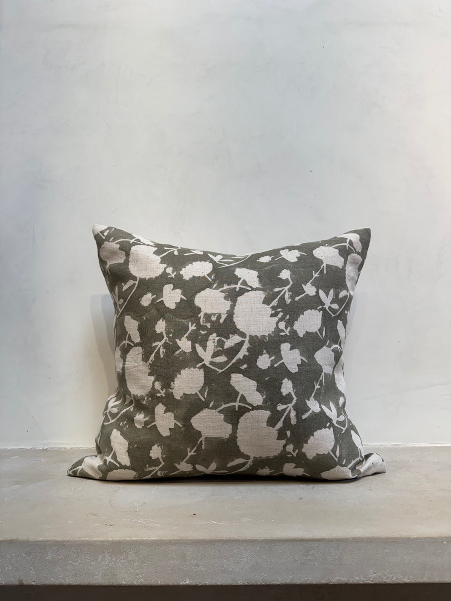 2. Handmade Block Print Floral Pillow