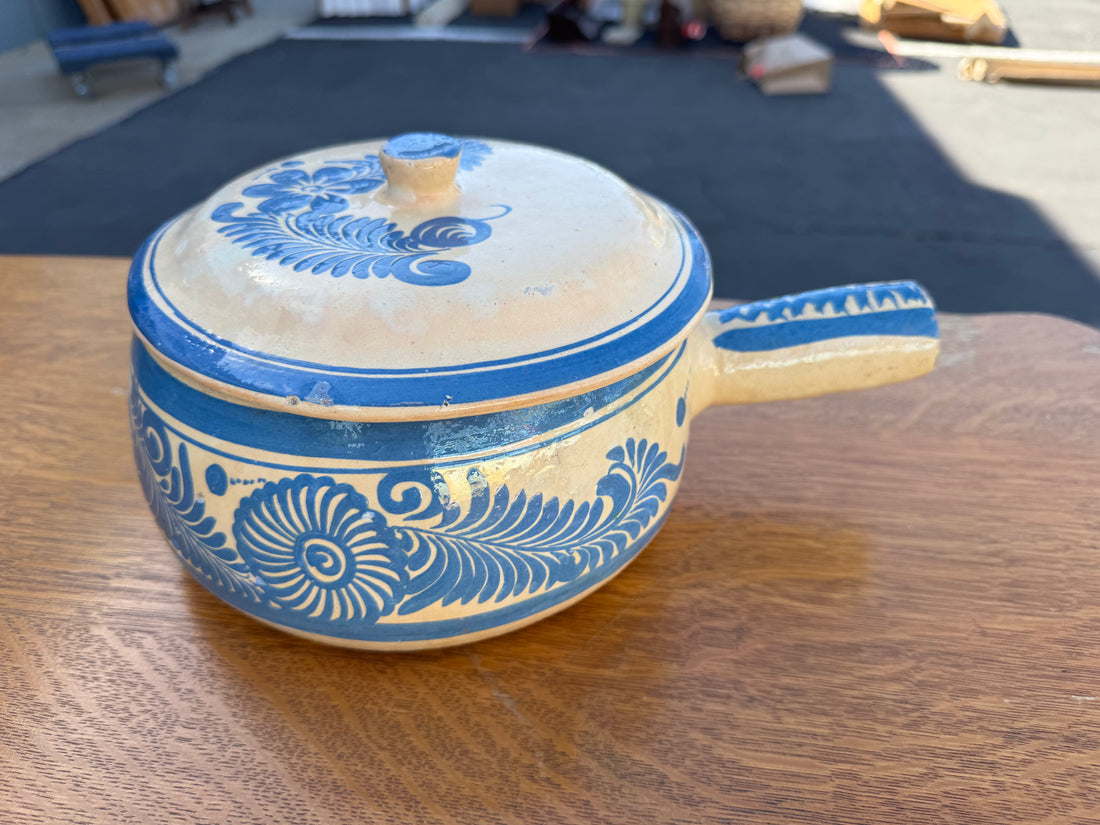 Blue and White Ceramic Crock