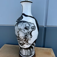Hand Painted Black and White Lamp