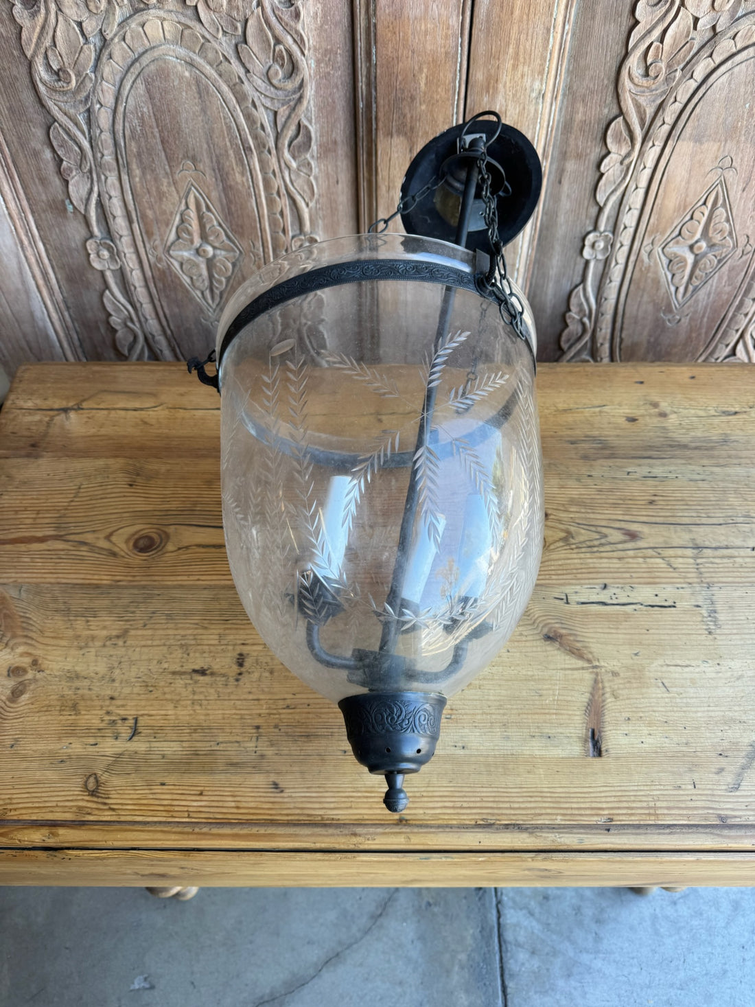 Etched Glass Pendant