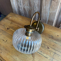 Ribbed Glass Aged Brass Sconce