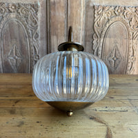 Ribbed Glass Aged Brass Sconce