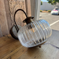 Ribbed Glass Aged Brass Sconce