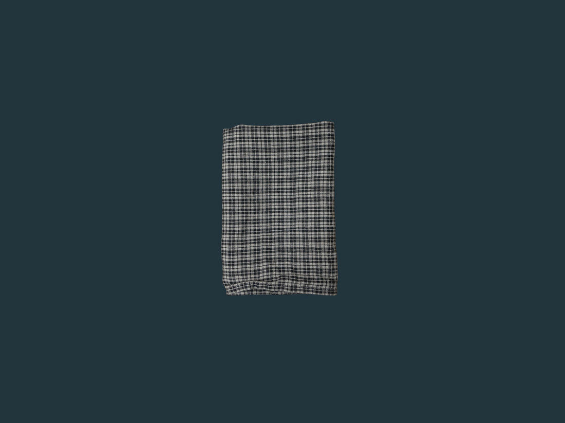 Black and Neutral Checkered Linen Napkin