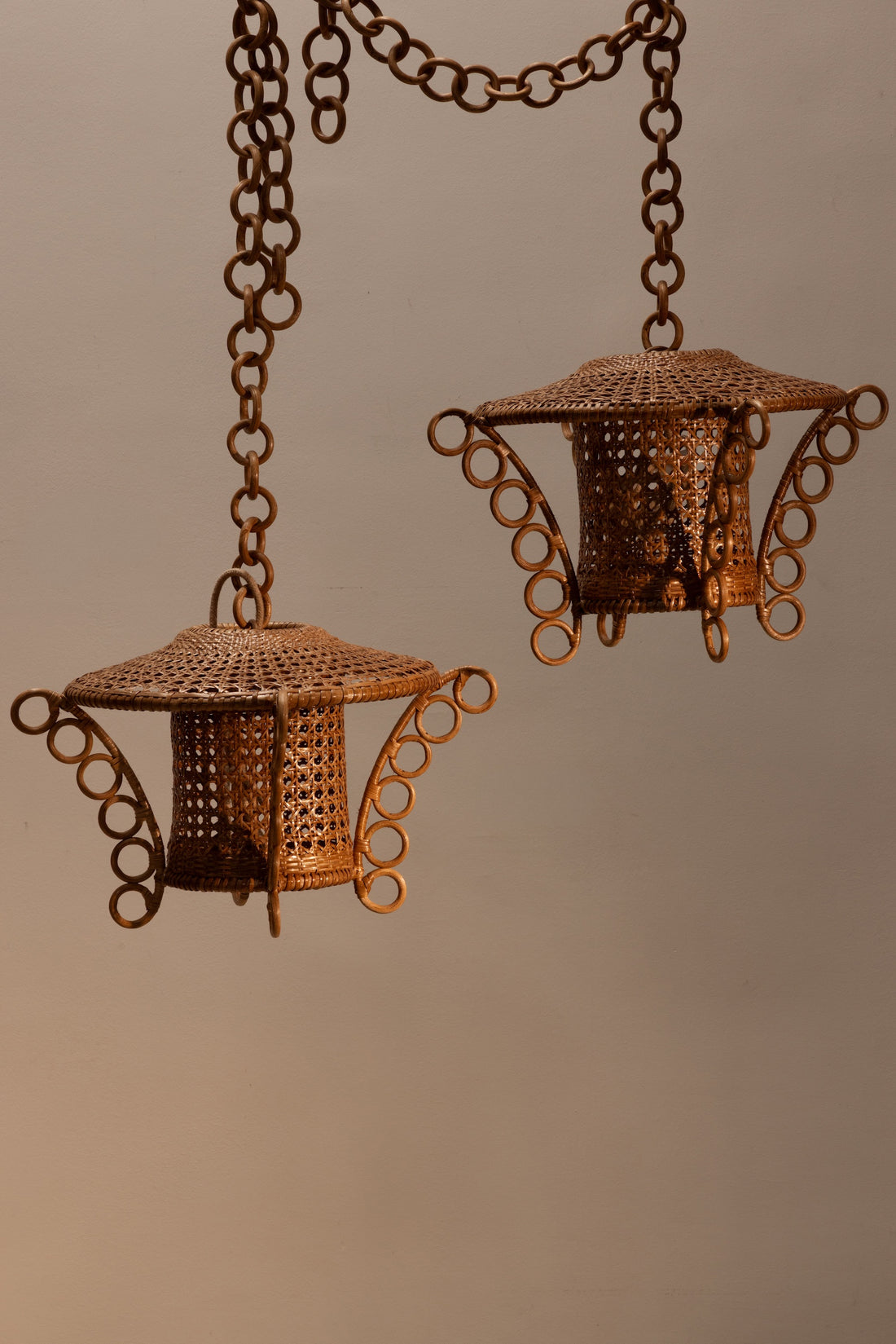 Vintage Woven Rattan Hanging Lantern