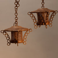 Vintage Woven Rattan Hanging Lantern