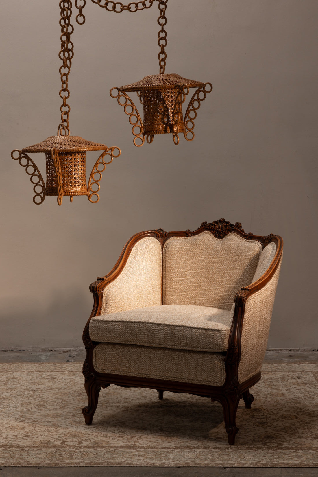 Vintage Woven Rattan Hanging Lantern