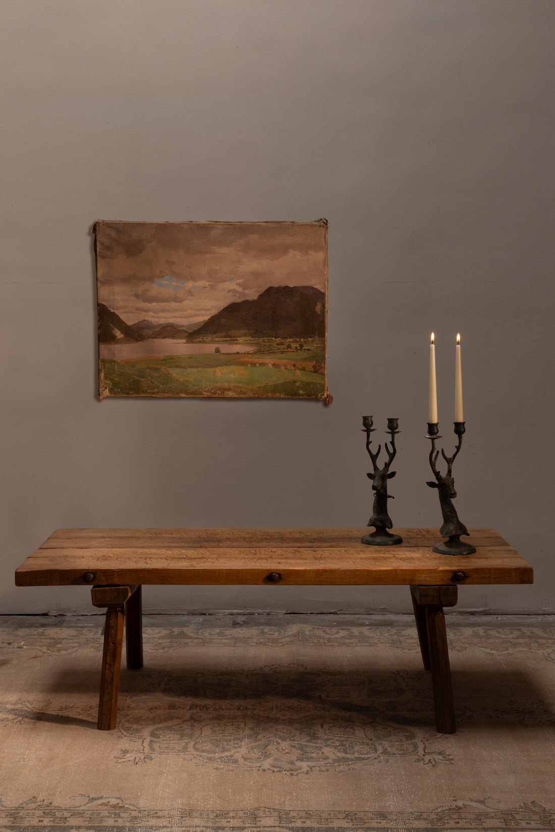Pair of Patina Brass Deer Candle Holder