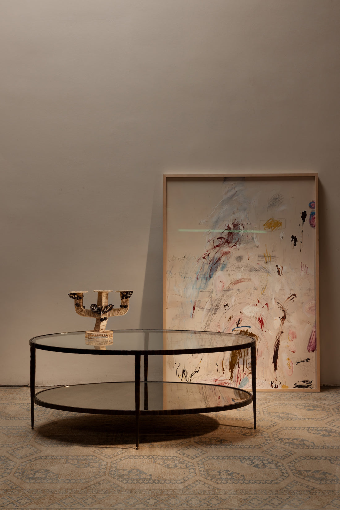 Oval Glass & Iron Coffee Table