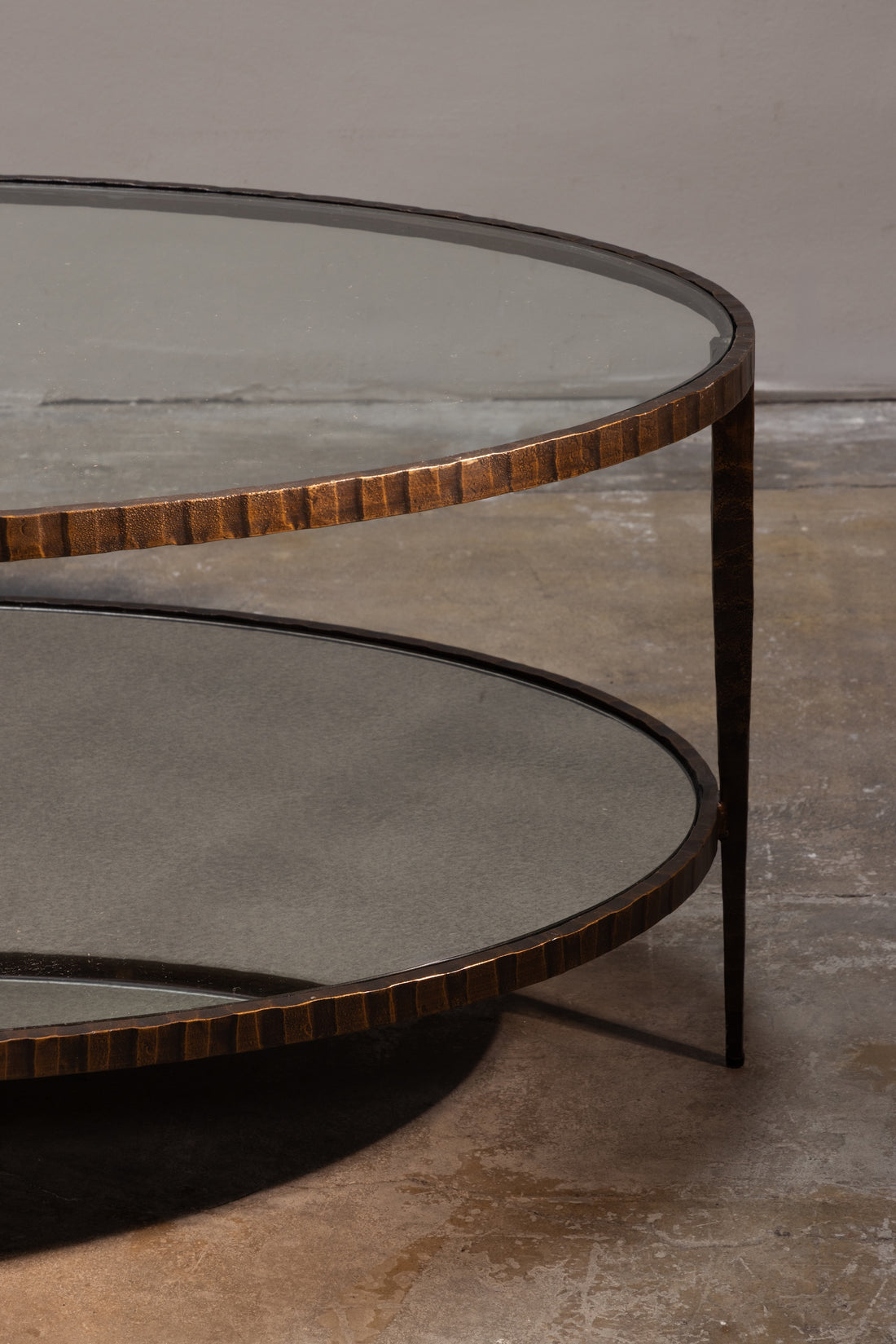 Oval Glass & Iron Coffee Table