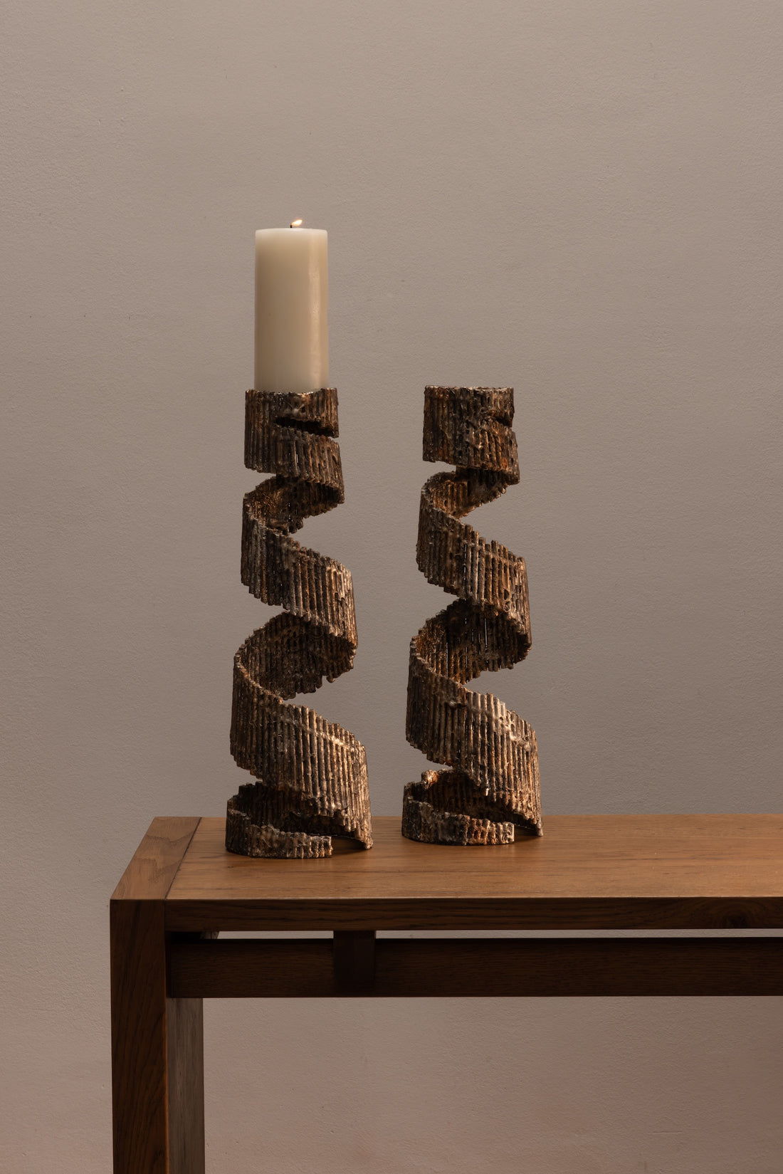 Carved Spiral Taper Candle Holders
