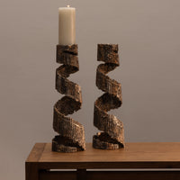 Carved Spiral Taper Candle Holders