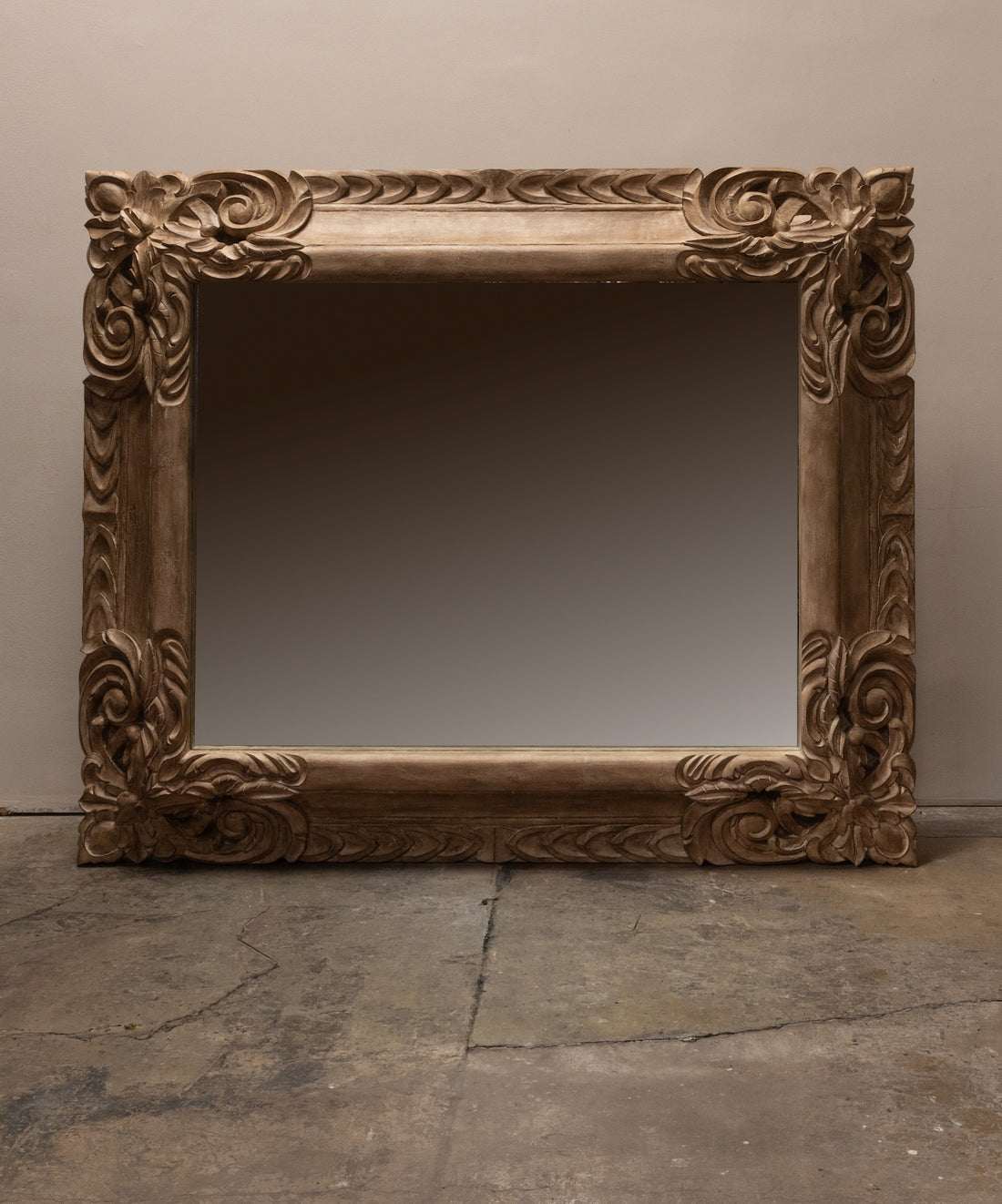 Grand Scale Carved Wood Mirror