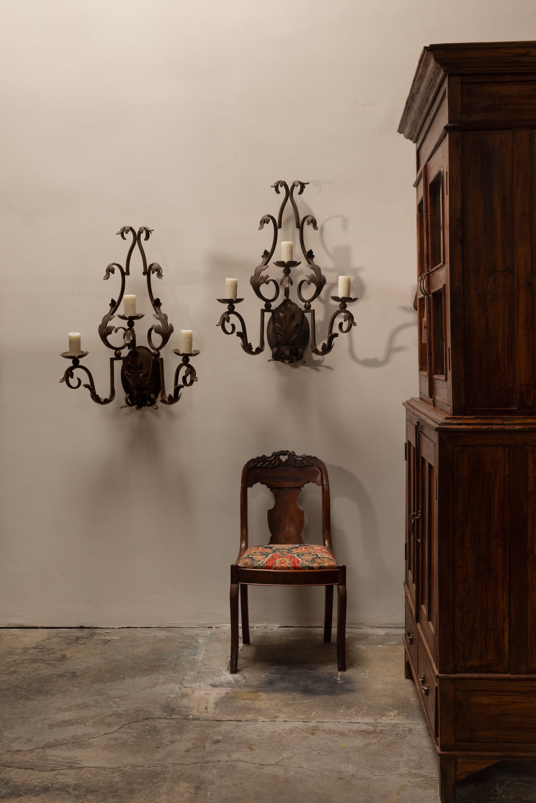 Spanish Revival Wrought Iron Sconces